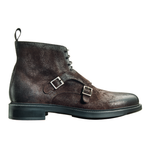 Santoni Carlton K3 Suede Double Monk Strap Boots Brown