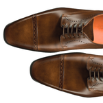 Santoni Casey 5 Cap Toe Bluchers Tan