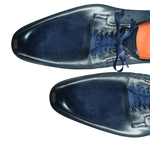 Santoni Chelsey M6 Plain Toe Bluchers Blue