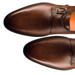 Santoni Chet SL4 Pebble Grain Monk Strap Shoes Rust