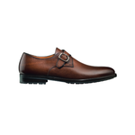 Santoni Chet SL4 Pebble Grain Monk Strap Shoes Rust