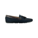 Santoni Chip S6 Suede Tassel Driving Shoes Blue / Brown