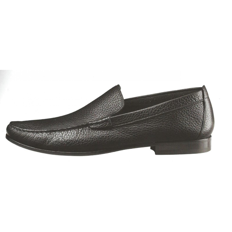 Santoni Cody SP Pebble Grain Loafers Dark Brown