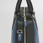 Santoni Croc Embossed Leather Briefcase Cobalt Blue