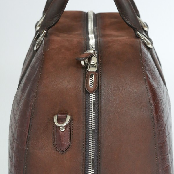 Santoni Croc Embossed Travel Duffle Bag
