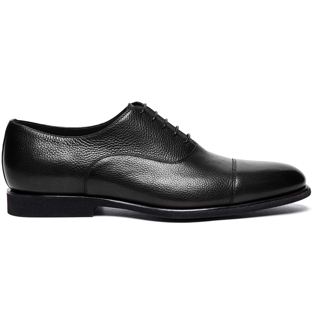 Santoni DARIAN-B-SDSN01 Tumbled Calfskin Oxfords Black