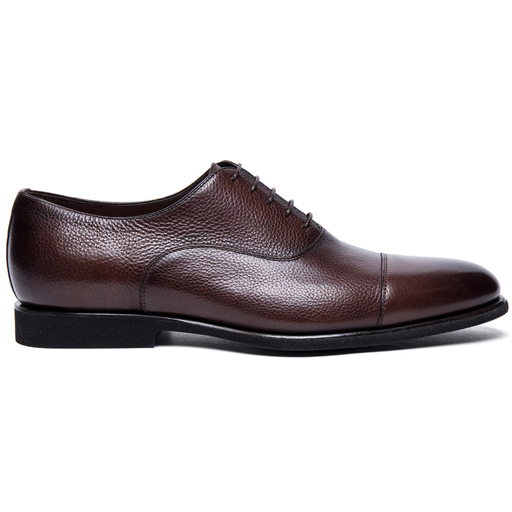 Santoni DARIAN-B-SDST50 Tumbled Calfskin Oxfords Dark Brown