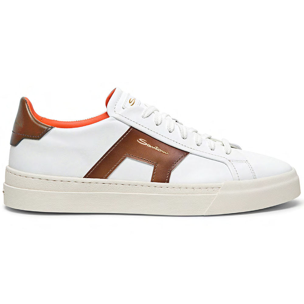 Santoni DBS1 Calfskin Sneakers Puro White / Mid Brown