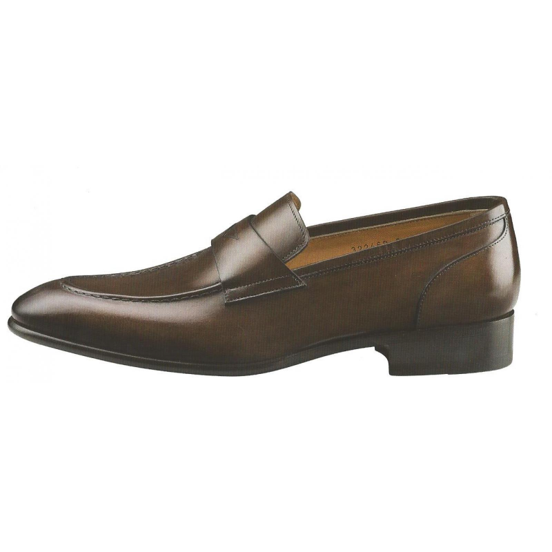 Santoni Dempsey Apron Toe Penny Loafers Brown