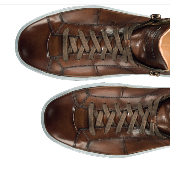 Santoni Denali TQ2 Calfskin High Top Sneakers Brown