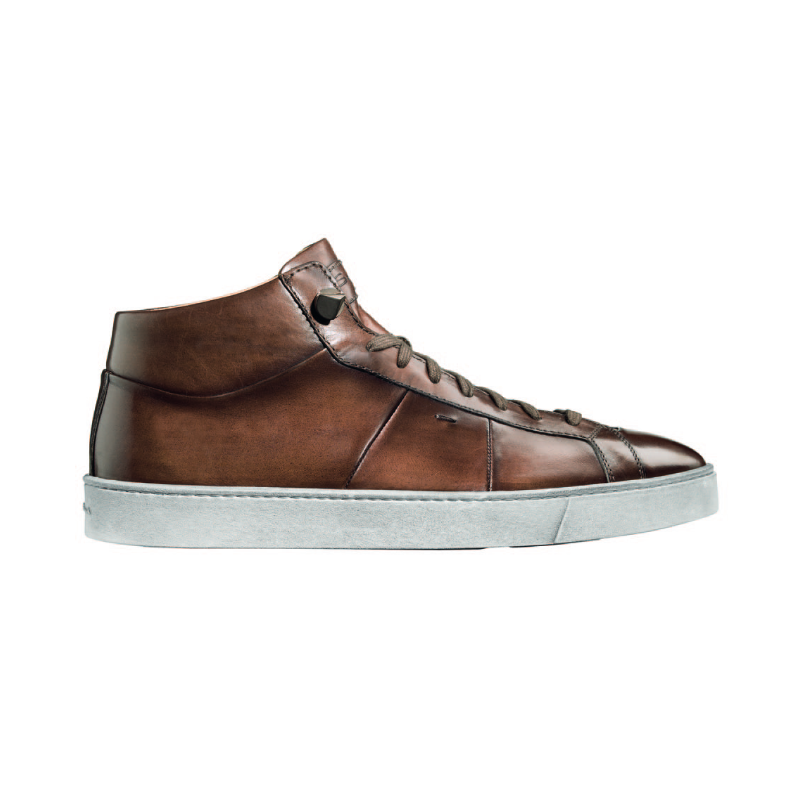 Santoni Denali TQ2 Calfskin High Top Sneakers Brown