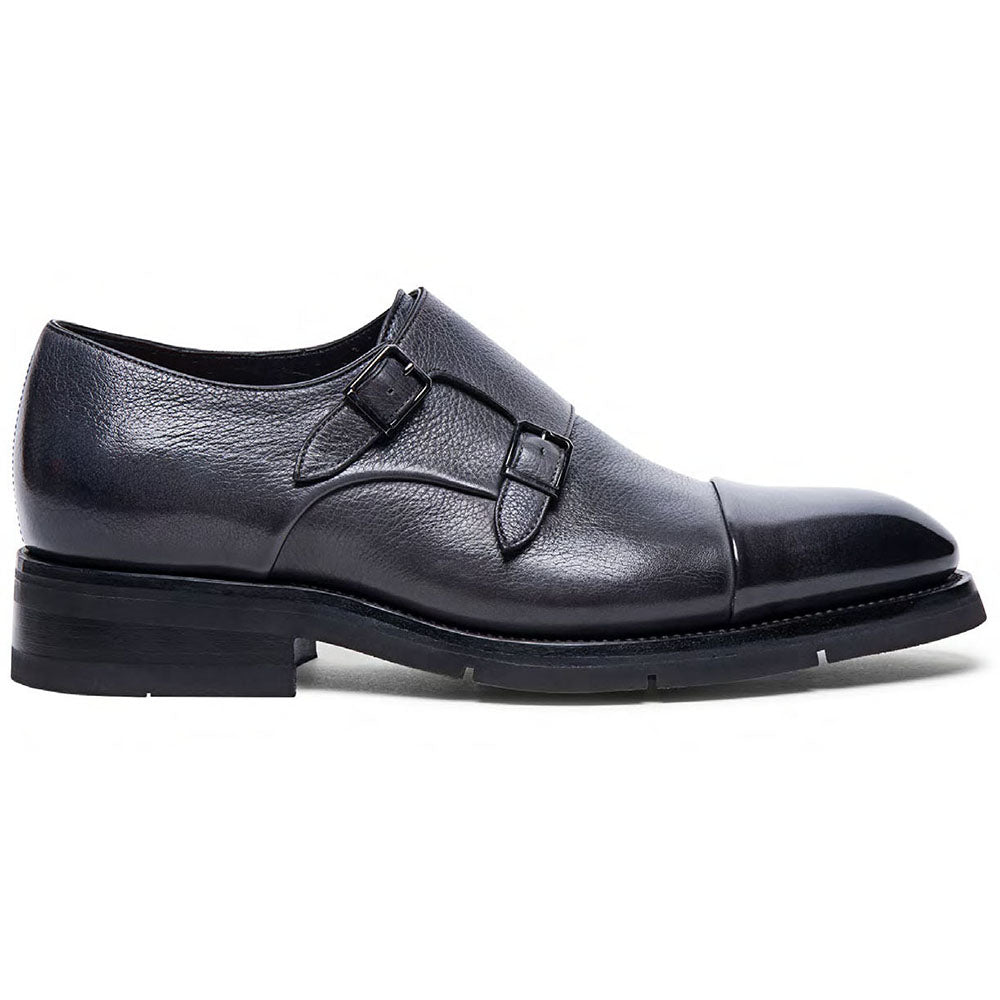 Santoni Divot Tumbled Calfskin Shoes Gray