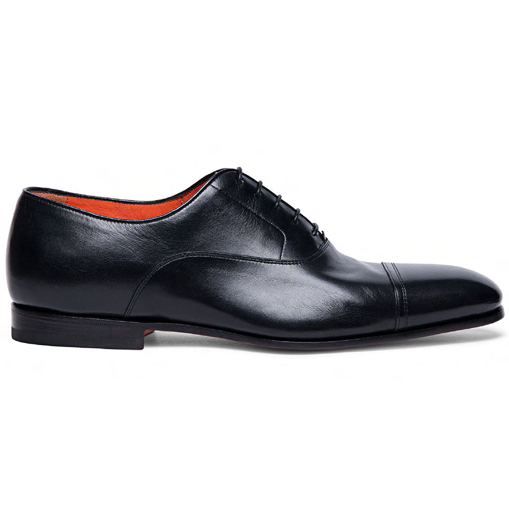 Santoni Dole SLFN01 Cap Toe Oxfords Black