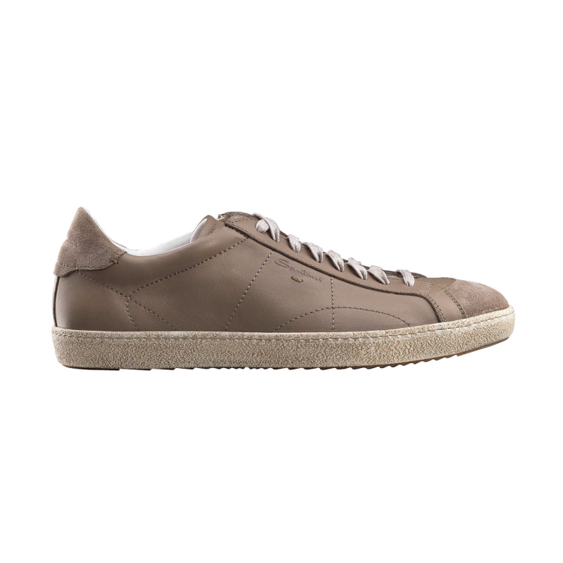 Santoni Dorado 5 Baby Calfskin Sneakers Taupe