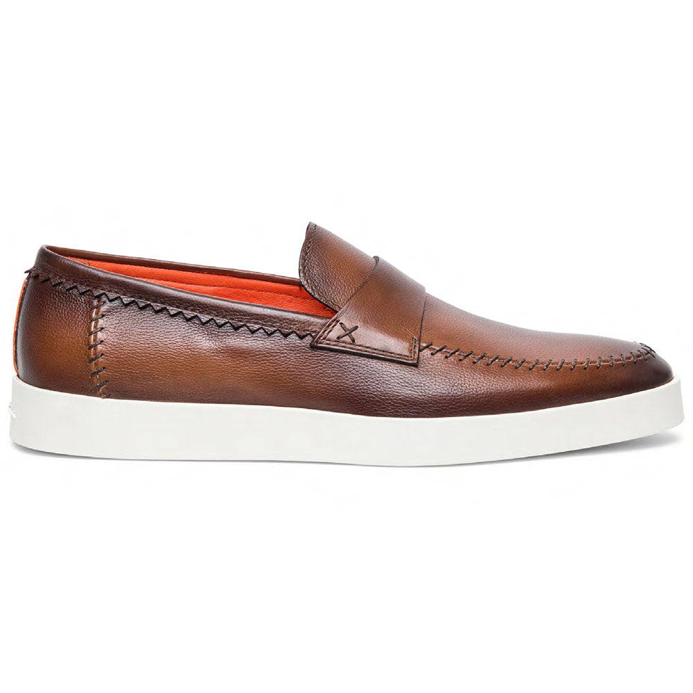 Santoni Dowdy Calfskin Loafers Brown