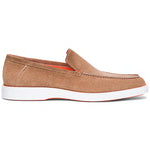 Santoni Drain Tumbled Calfskin Loafers Beige