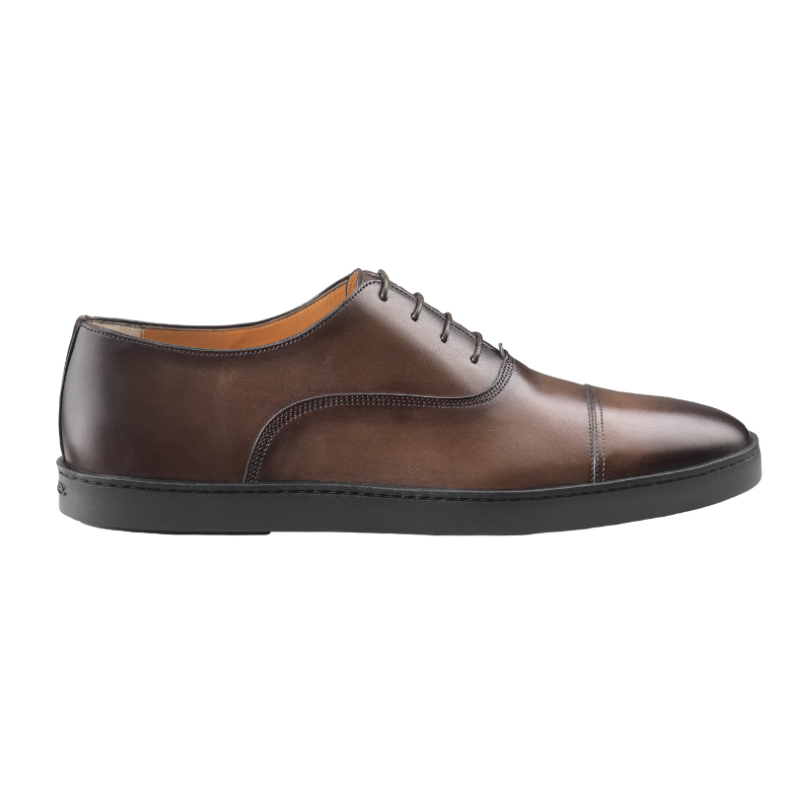 Santoni Durbin D3 Cap Toe Casual Shoes Dark Brown