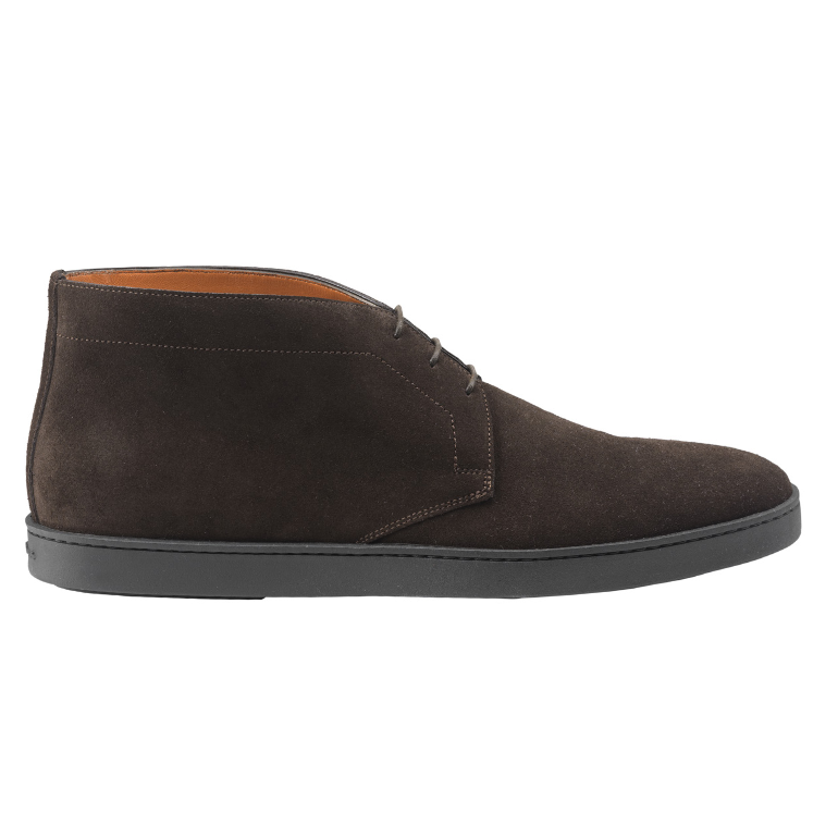 Santoni Eddy S3 Suede Casual Boots Dark Brown