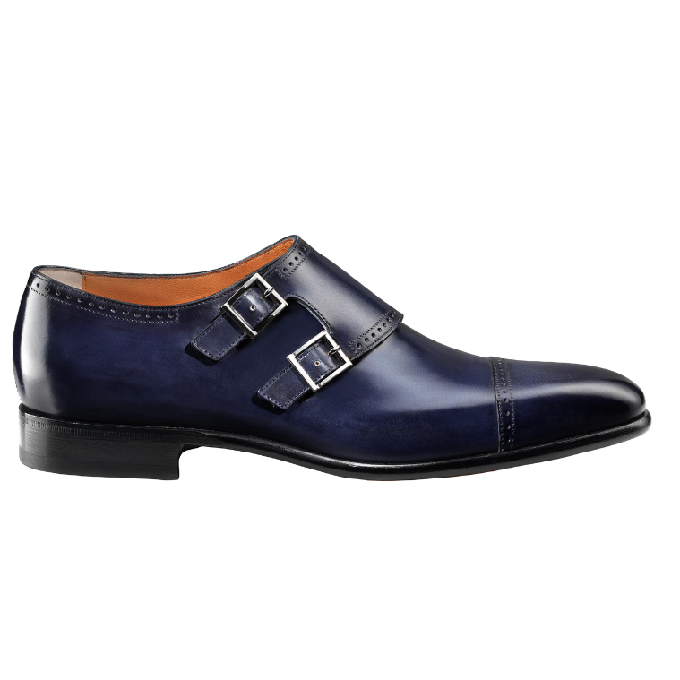 Santoni Edmond 6 Double Monk Strap Shoes Blue