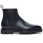 Santoni Everard Tumbled Calfskin Ankle Boots Black