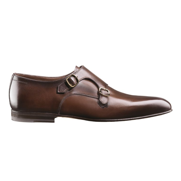 Santoni Fabian Double Monk Strap Shoes Dark Brown