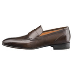 Santoni Felipe Hand Antique Penny Loafers Brown