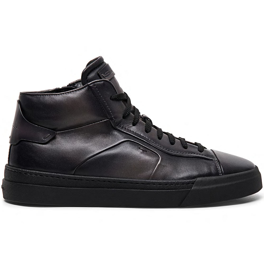 Santoni Filemon Calfskin High Top Sneakers Gray