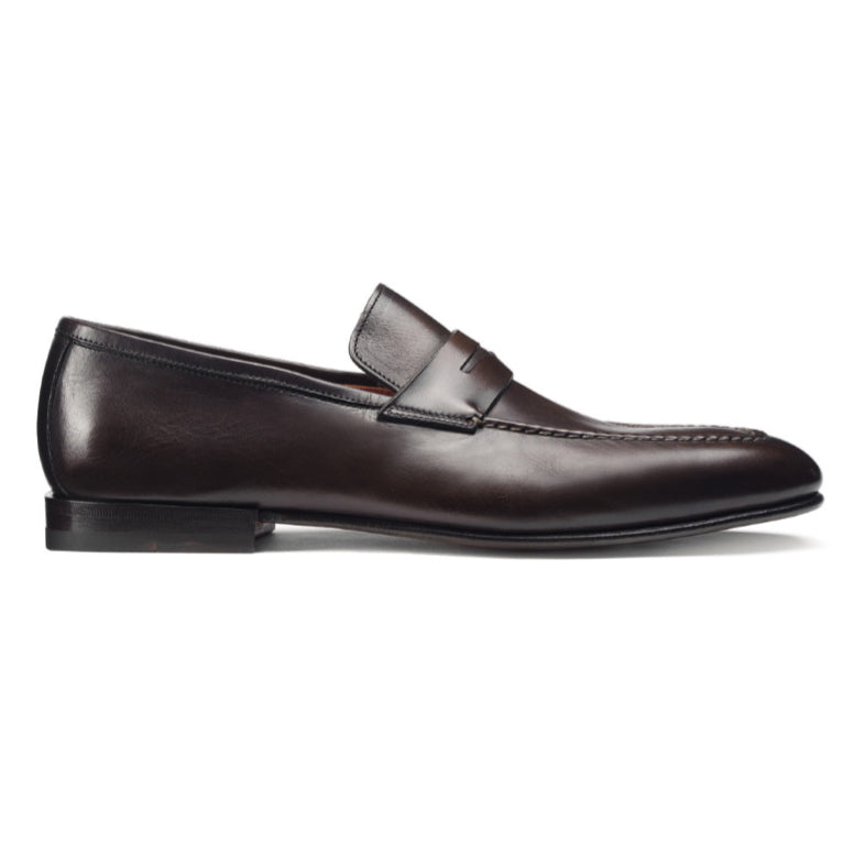 Santoni Fox 3 Penny Loafers Dark Brown