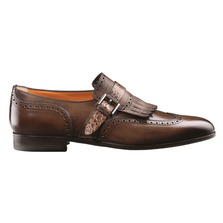 Santoni Fuller 3 Wingtip Kiltie Loafers Dark Brown