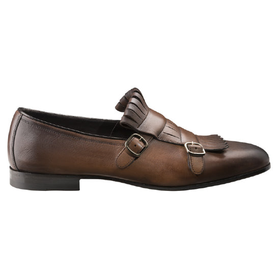 Santoni Genaro 5 Double Buckle Slip On Tan