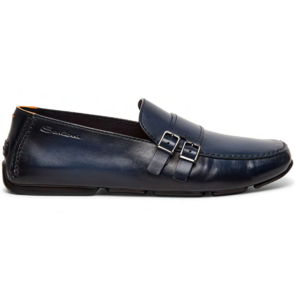 Santoni Hal GFRU59 Double Buckle Drivers Blue