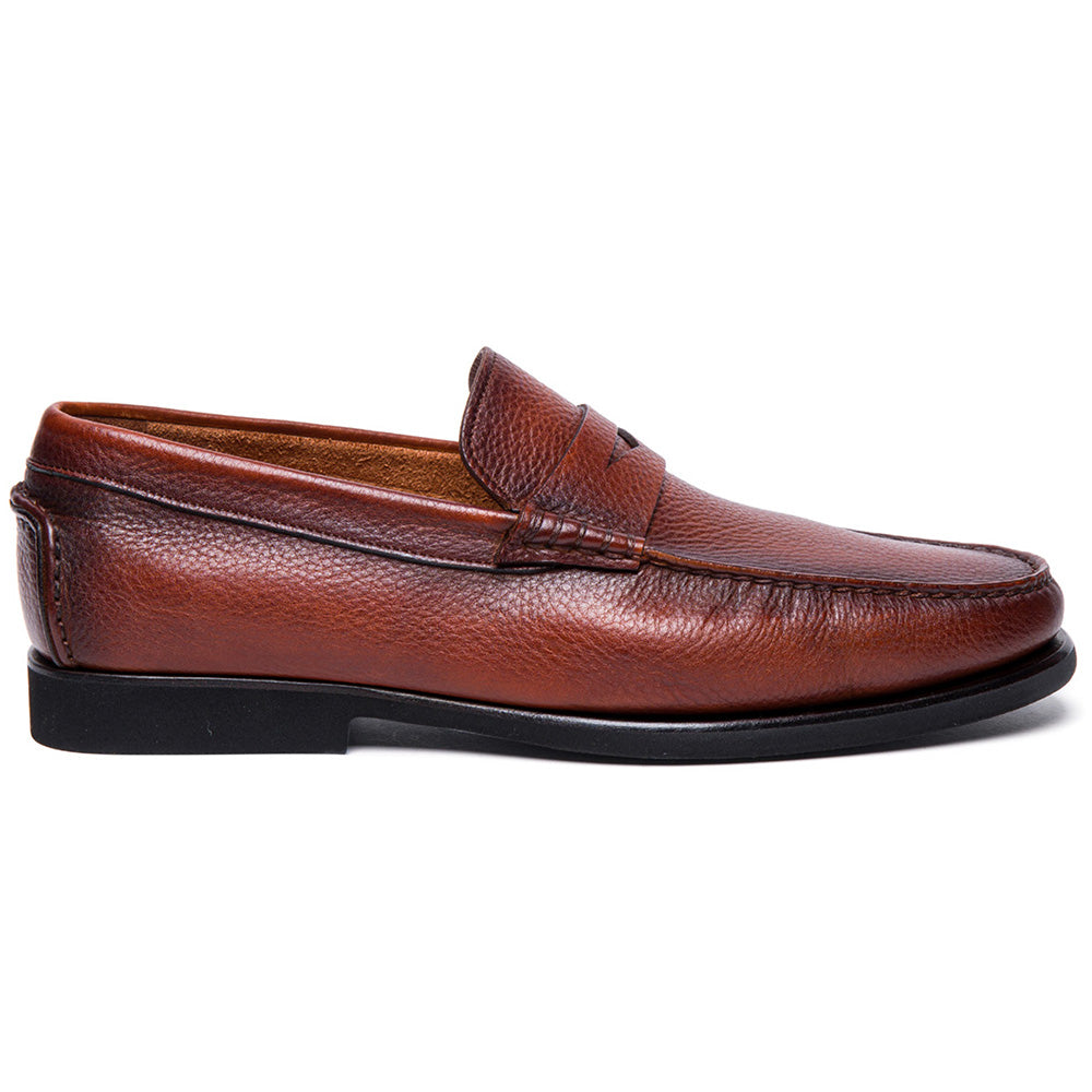 Santoni IKANGIA-A-SDSM39 Tumbled Calfskin Penny Loafer Brown