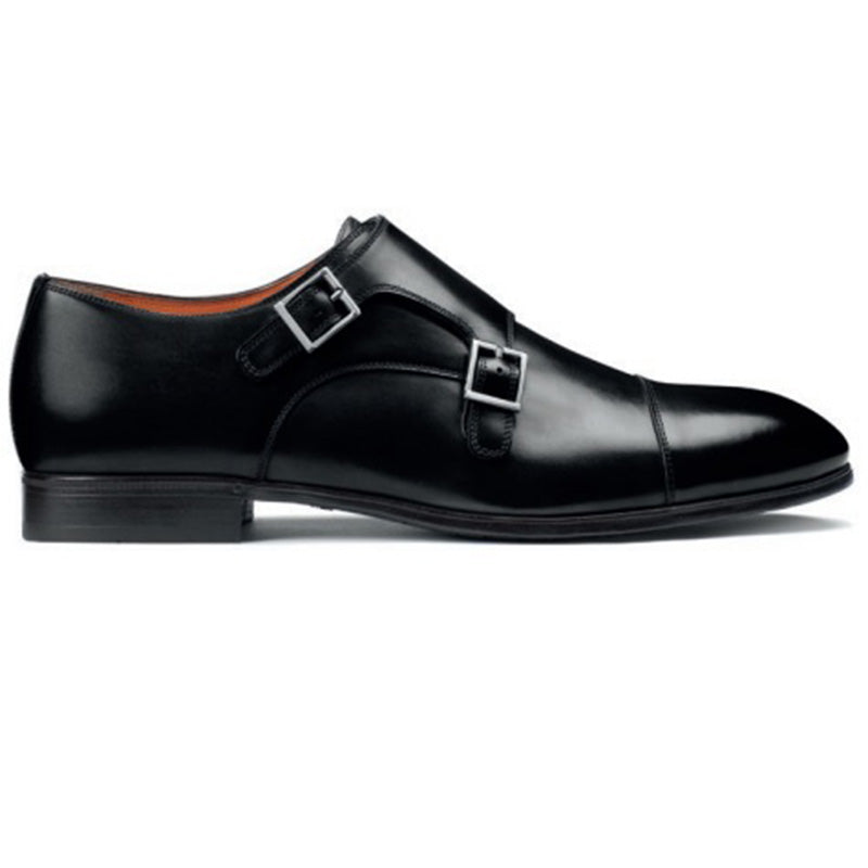 Santoni Inca O1 Double Buckle Shoes Black