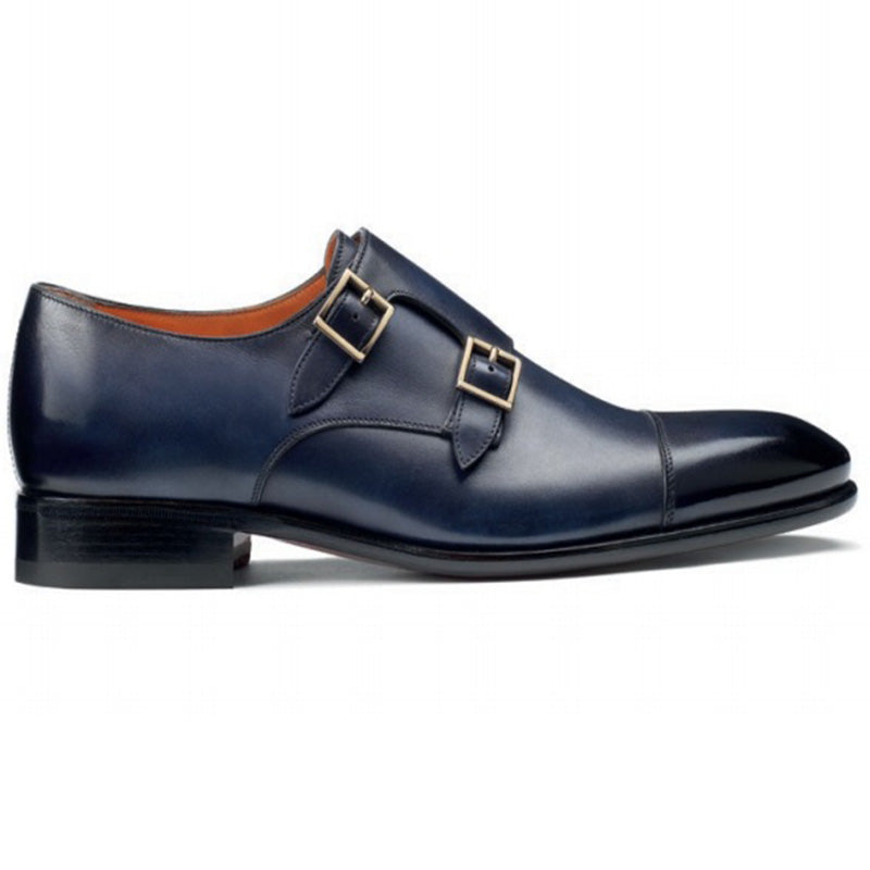 Santoni Innocent O2 Double Buckle Shoes Blue