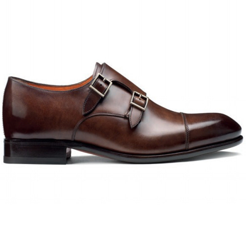 Santoni Innocent O2 Double Buckle Shoes Dark Brown