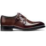Santoni Ira V1 Double Monk Strap Shoes Dark Brown