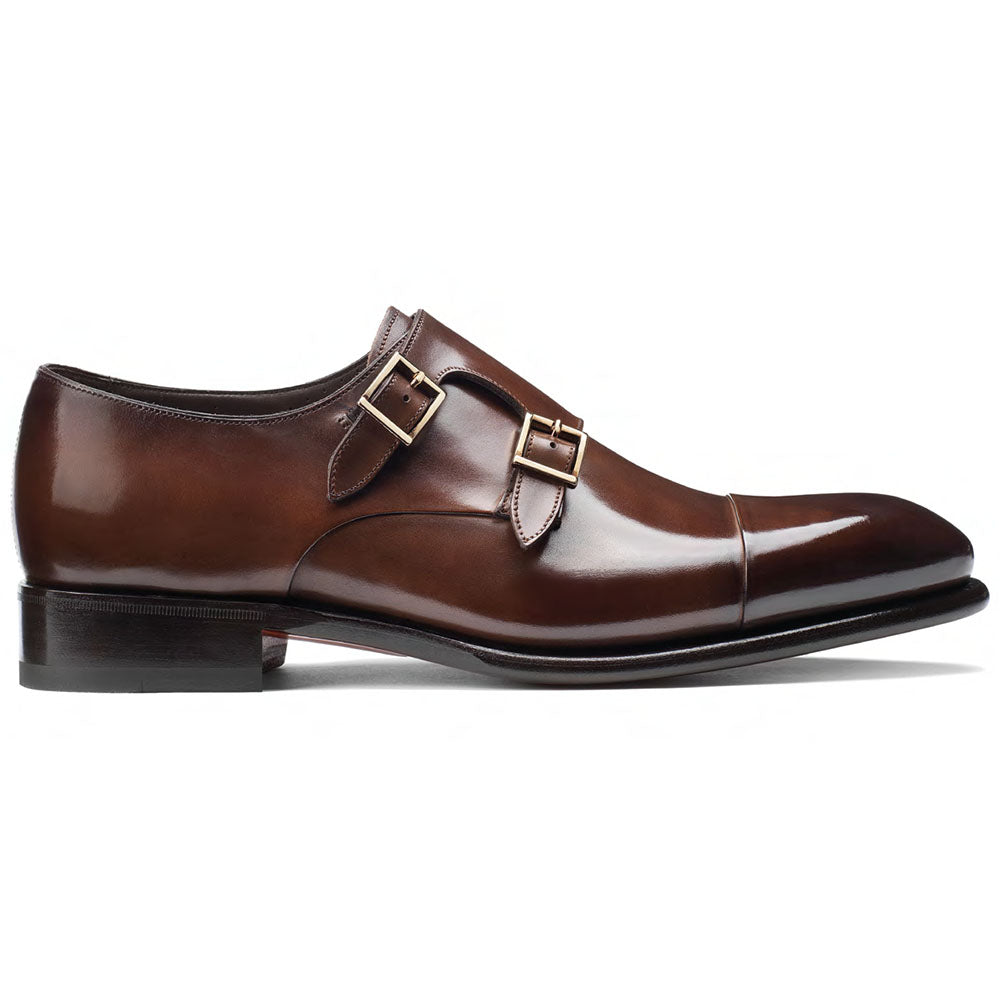 Santoni Ira V1-50 Double Monkstrap Shoes Dark Brown