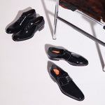 Santoni Isogram VERN01 Patent Derby Black