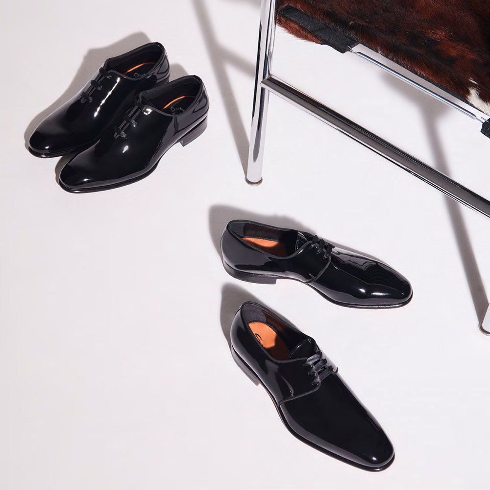 Santoni Isogram VERN01 Patent Derby Black
