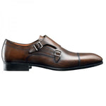 Santoni Upton Hand Antiqued Monk Strap Shoes 