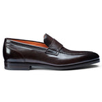 Santoni Nambia Tumbled Calfskin Loafers Dark Brown