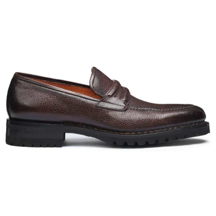 Santoni Nia S5 Tumbled Calfskin Loafers Burgundy