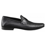 Santoni Paine AN1 Deerskin Strap Loafers Black