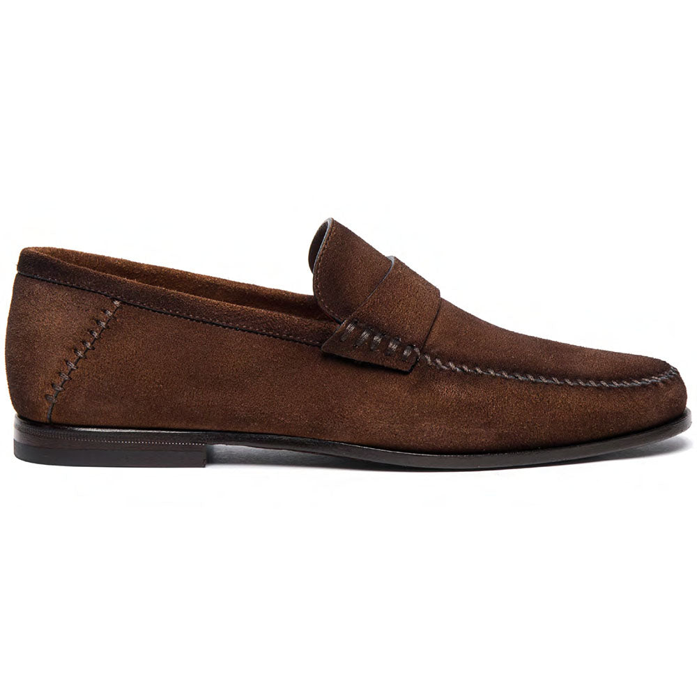 Santoni Paine RVLM62 Suede Penny Loafers Brown