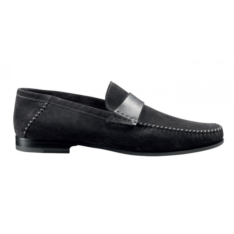 Santoni Paine S8 Suede Strap Loafers Gray