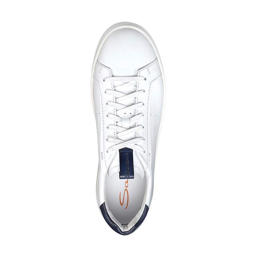 Santoni Part Calfskin Sneakers White/Blue