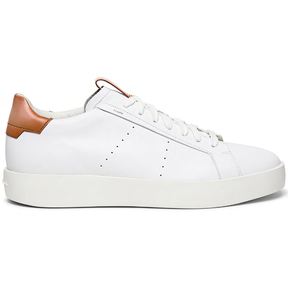 Santoni Part Calfskin Sneakers White / Brown