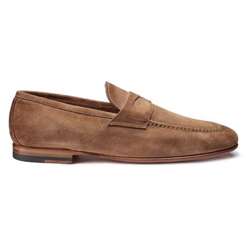 Santoni Perfect Suede Loafers Tan