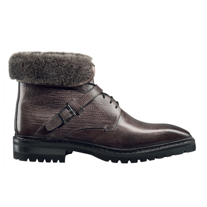 Santoni Quirion 5 Shearling Boots Taupe