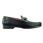 Santoni Sam A1 Calfskin Side Buckle Loafers Black